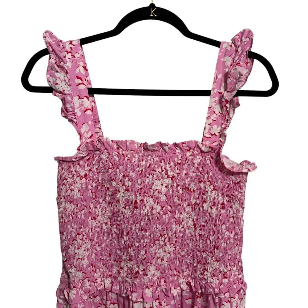 Draper James Shania Smocked Dress in Pink Shadow Floral